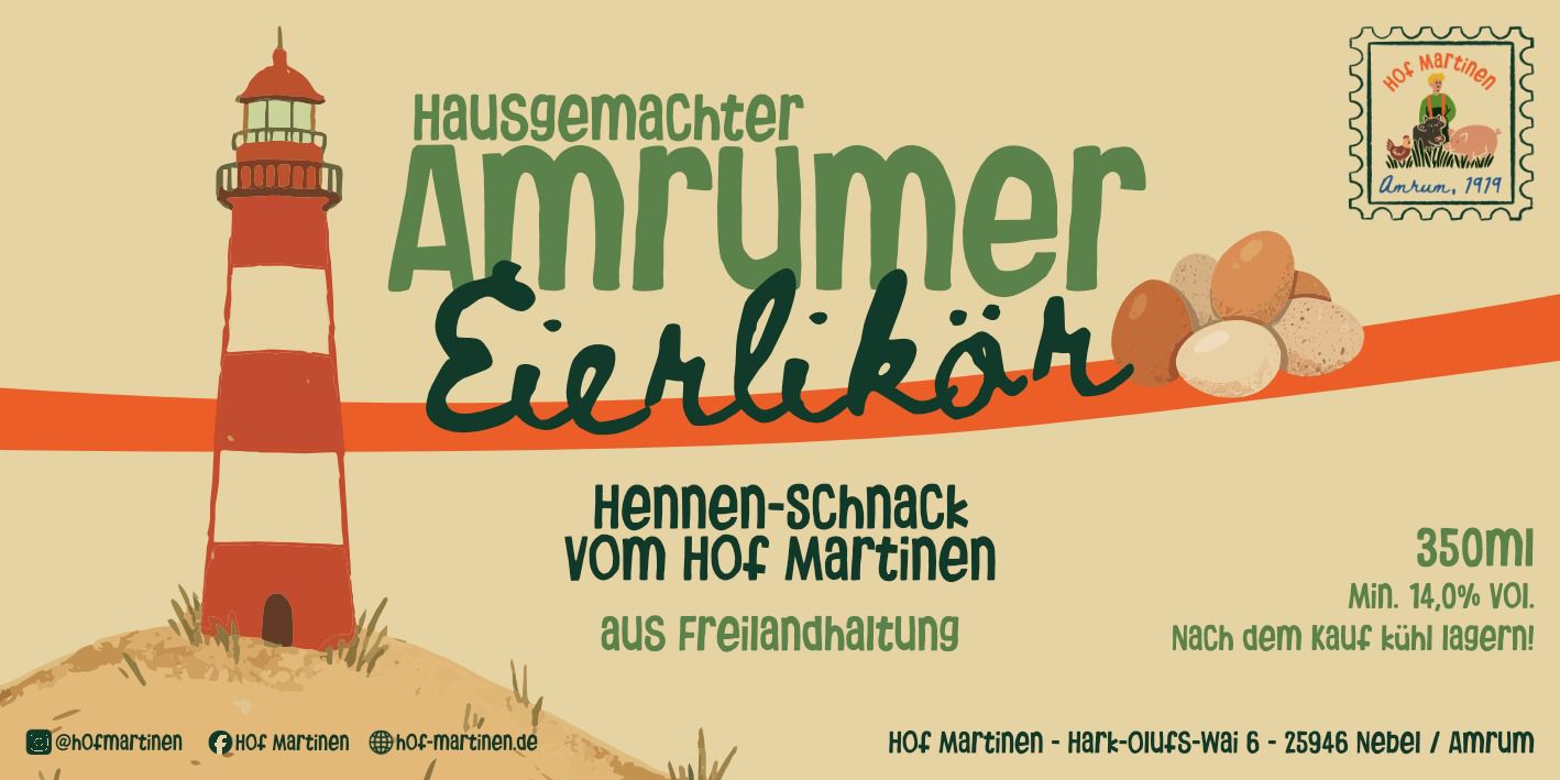 Etikett: Hausgemachter Amrumer Eierlikör Hennen-Schnack