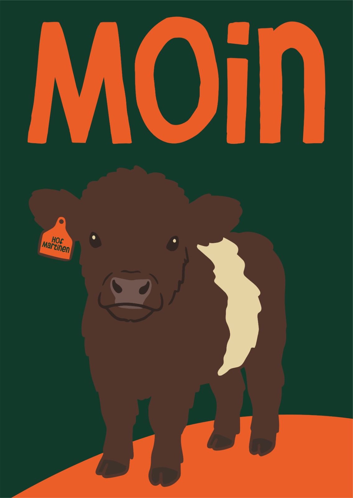 Moin – Postkarte mit Galloway-Kalb