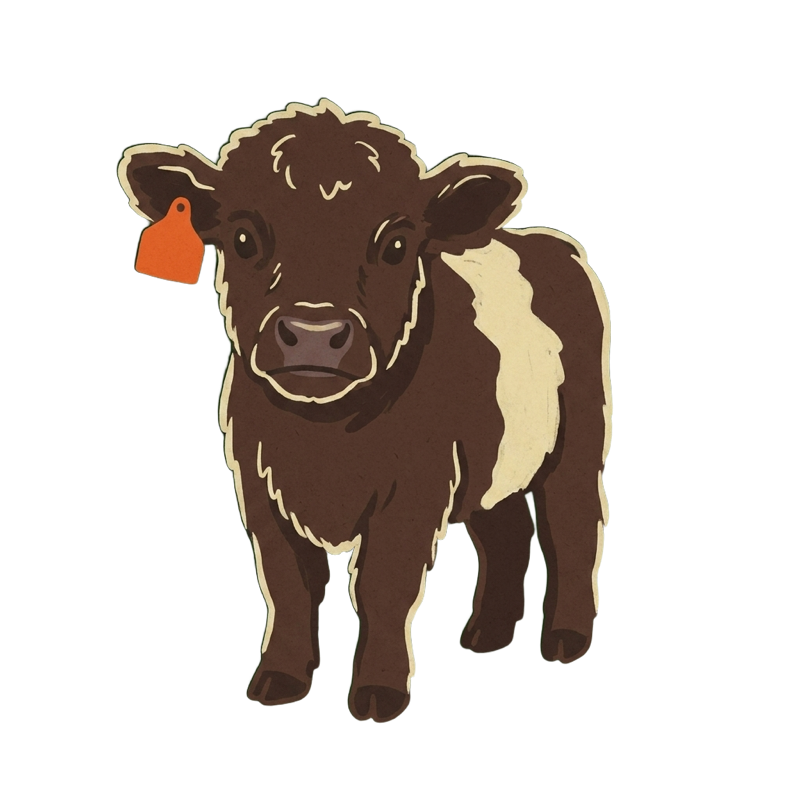 Galloway-Kalb mit Ohrmarke